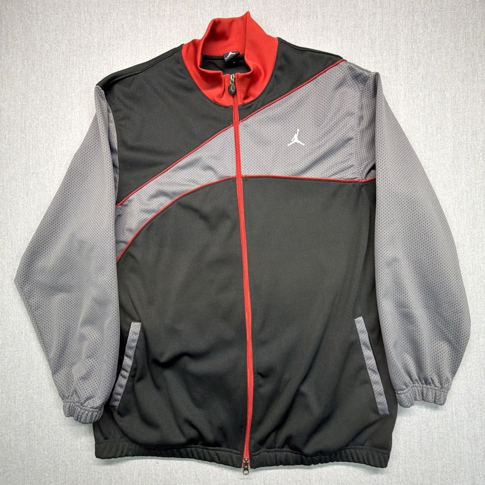 Air Jordan Jacket Mens XL‎ Black Gray Track Full Zip Pocket Jumpman Performance